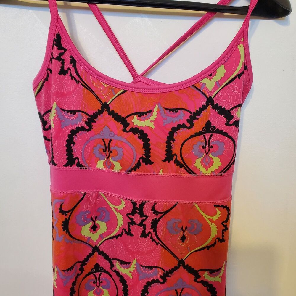 Lola Afg Athletic Tennis Golf Dress Sz Sm Built In Bra Pink Abstract Pickleball - Picture 2 of 5